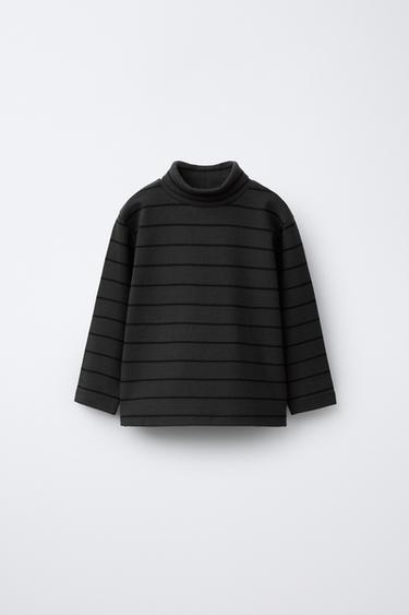 STRIPED TURTLENECK T-SHIRT - Anthracite grey by Zara