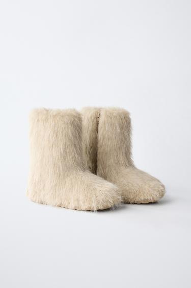 SNOW BOOTS WITH FAUX FUR - Ecru White by Zara
