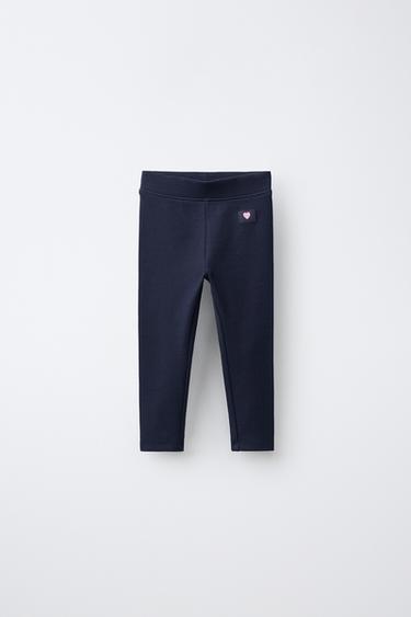 RIBBED LEGGINGS WITH LABEL - Navy blue by Zara
