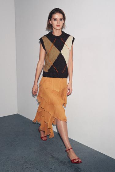 ARGYLE KNIT WAISTCOAT TOP - Multicoloured by Zara - Image 0