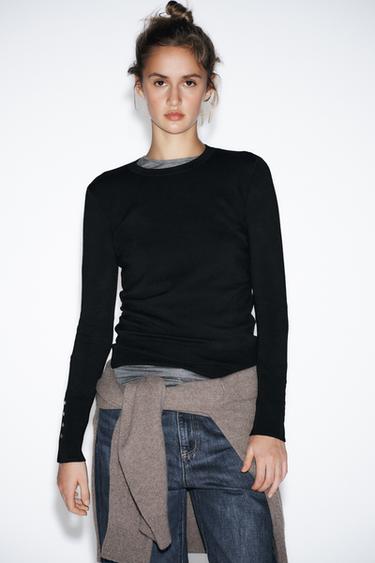 BASIC PLAIN KNIT JUMPER - Black by Zara