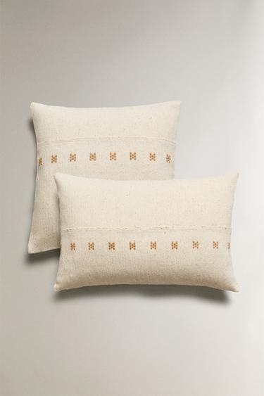 EMBROIDERED CUSHION COVER - Ecru by Zara - Image 0