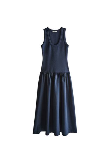 FLARED MIDI DRESS - Navy blue by Zara