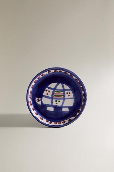 PAINTED CERAMIC SIDE PLATE - Blue by Zara - Image 0