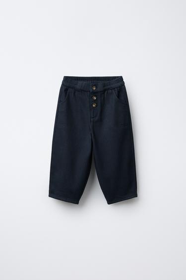 SOFT TOUCH TROUSERS WITH BUTTONS - Navy blue by Zara