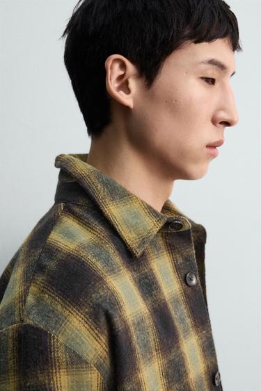 CHECK RELAXED FIT OVERSHIRT - Brown / Green by Zara