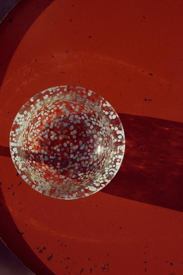 MULTICOLOURED SPECKLED GLASS BOWL - Blue green by Zara