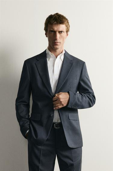 REGULAR FIT CHECK SUIT BLAZER - Blue by Zara
