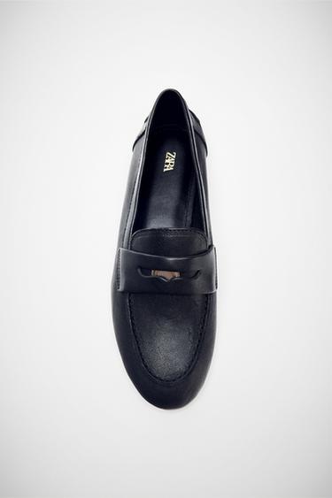 LEATHER PENNY LOAFERS - Black by Zara