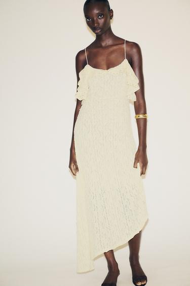 STUDDED LACE DRESS - Yellow by Zara