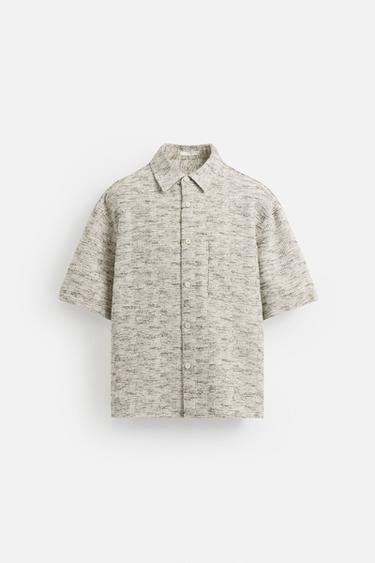 CONTRAST TEXTURED OVERSHIRT - Black / Ecru by Zara