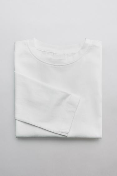PLAIN LONG SLEEVE T-SHIRT - White by Zara