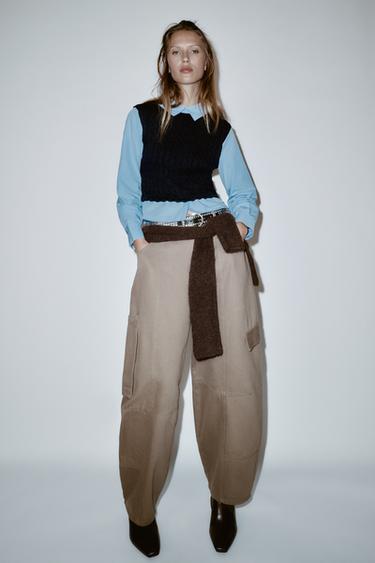 CARGO BALLOON TROUSERS - Brown / Taupe by Zara