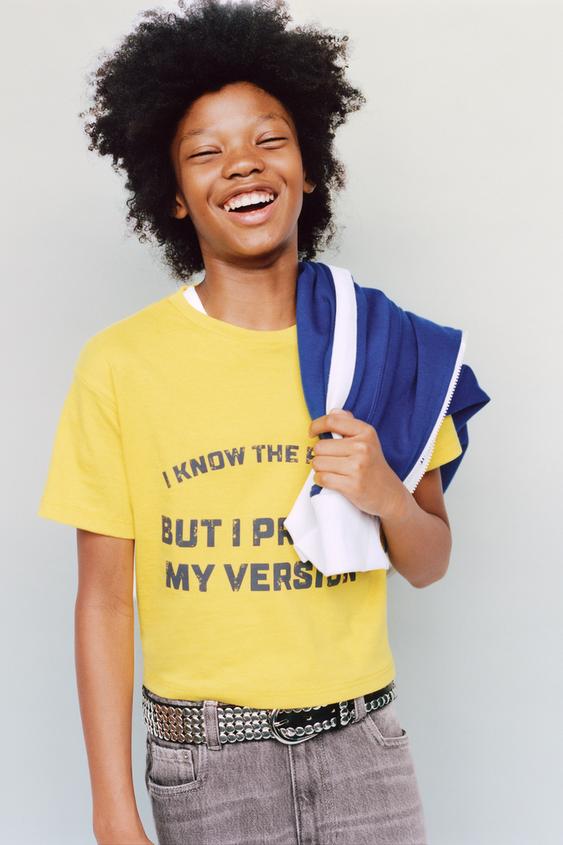SLOGAN PRINT T-SHIRT - Bright yellow by Zara - Image 0
