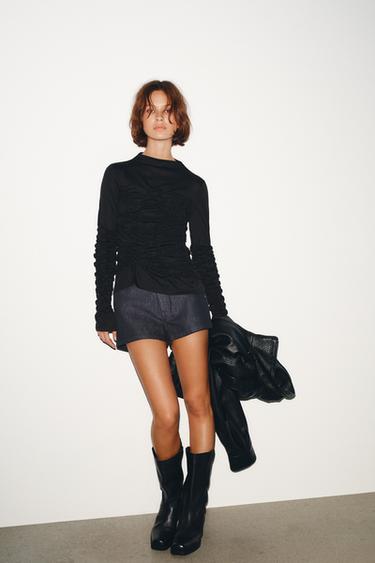 HIGH NECK long sleeve TOP - Black by Zara