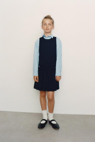 PLEATED PINAFORE DRESS - Navy blue by Zara