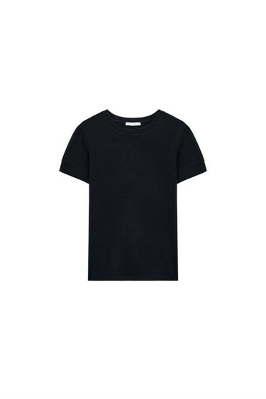 MINIMALIST SHORT SLEEVE T-SHIRT - Navy blue by Zara