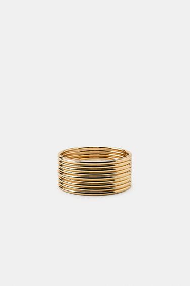 PACK OF 9 RIGID METALLIC BRACELETS - Golden by Zara