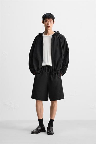 RELAXED FIT SEERSUCKER BERMUDA SHORTS - Black by Zara - Image 0