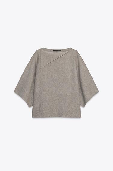 KNIT JUMPER WITH LAPEL NECK - Sand / Marl by Zara