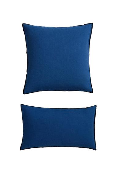 CUSHION COVER WITH OVERLOCK - Blue by Zara