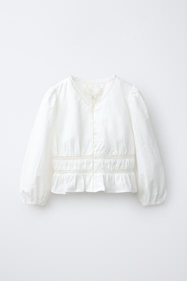 ROMANTIC ELASTICATED SHIRT - Oyster-white by Zara