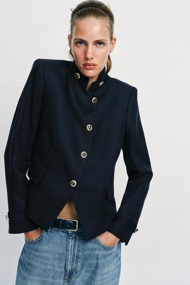 TAILORED BLAZER WITH GOLDEN BUTTON - Navy blue by Zara