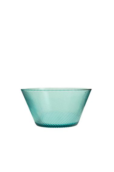ACRYLIC BOWL WITH LINES - Turquoise by Zara