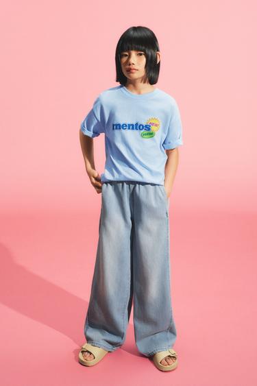 WIDE-LEG JEANS WITH DRAWSTRINGS - Light blue by Zara
