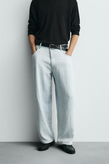 LIGHTWEIGHT LOOSE WIDE-LEG JEANS - Light blue by Zara