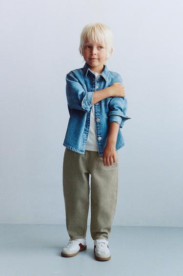 WASHED-EFFECT TWILL BALLOON TROUSERS - Light green by Zara