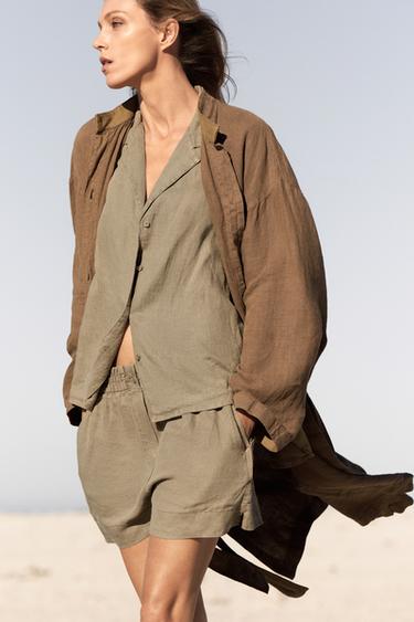 ZW COLLECTION 100% LINEN SHIRT - Taupe grey by Zara
