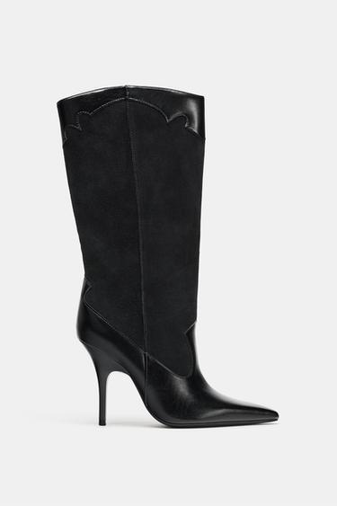 COWBOY HEEL BOOTS - Black by Zara