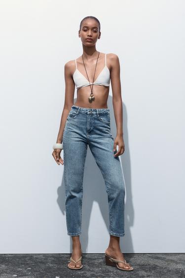 Z1975 HIGH-WAIST MOM JEANS - Mid-blue by Zara