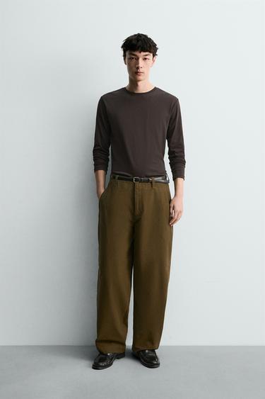 BASIC SLIM FIT T-SHIRT - Brown by Zara