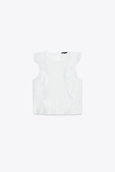 SEMI-SHEER RUFFLED BLOUSE - Ecru by Zara - Image 0