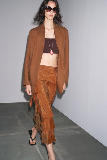 ZW COLLECTION LINEN-BLEND BLAZER - Brown by Zara