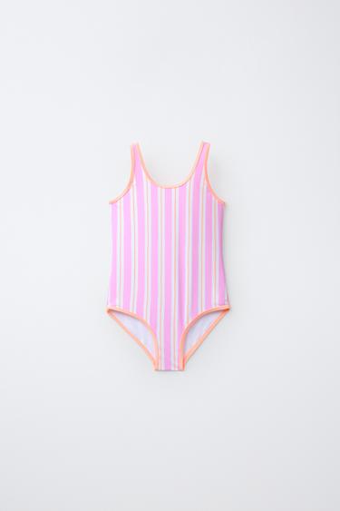 6-14 YEARS/ STRIPED SWIMSUIT - Light lilac by Zara