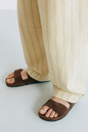 STORIESZ - SPLIT SUEDE LEATHER SANDALS - Brown by Zara
