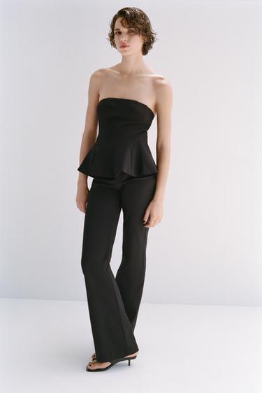 PEPLUM BANDEAU TOP - Black by Zara