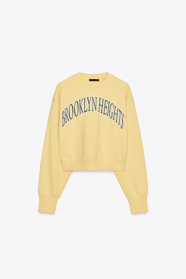 EMBROIDERED SLOGAN PLUSH SWEATSHIRT - Yellow by Zara