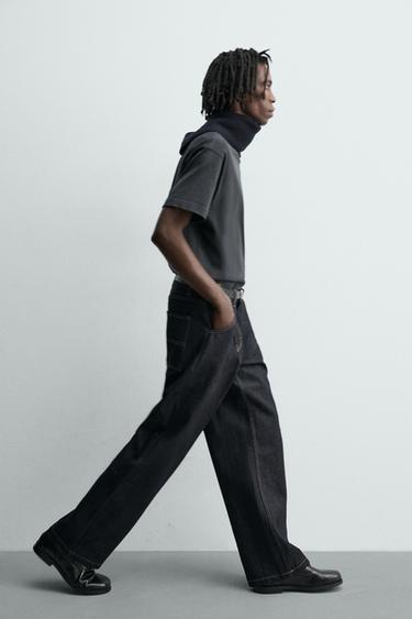 BAGGY FIT CARPENTER JEANS WITH TOPSTITCHING - Blue by Zara