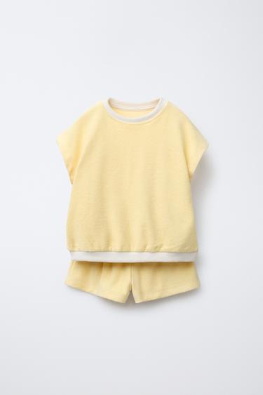 TOWELLING T-SHIRT AND BERMUDA SHORTS SET - Light yellow by Zara