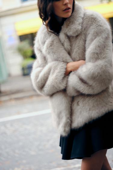 ZW COLLECTION FAUX FUR JACKET - Taupe grey by Zara