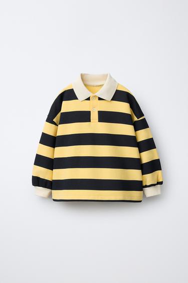 STRIPED POLO SWEATSHIRT - Light yellow by Zara