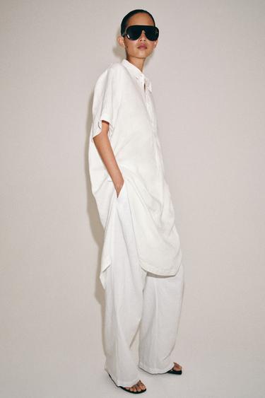 ZW COLLECTION LINEN SHIRT DRESS - White by Zara