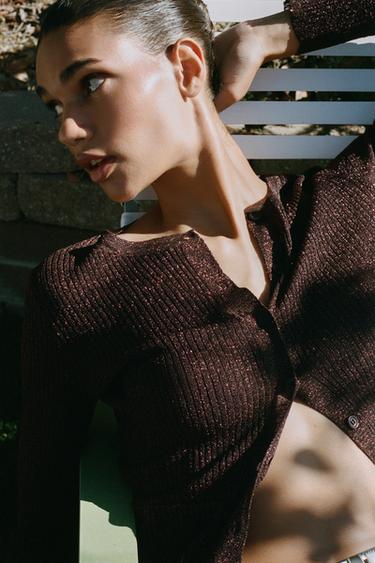 METALLIC THREAD JACKET - Light brown by Zara - Image 0