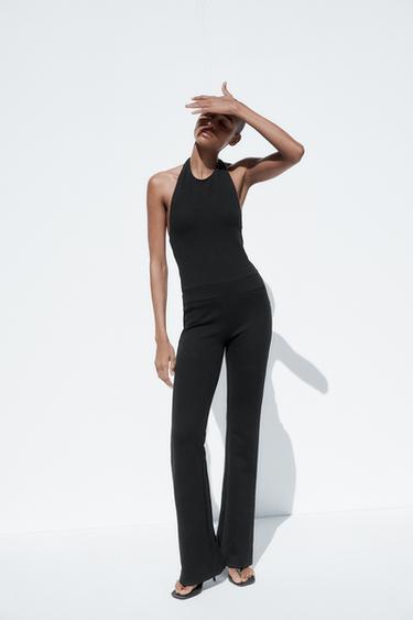 HALTER BELL BOTTOM STRETCH JUMPSUIT - Black by Zara - Image 0
