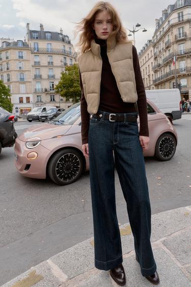 SHORT KNITTED PUFFER GILET - camel by Zara