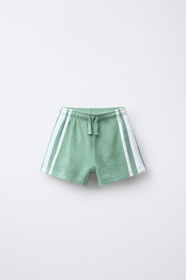 TOWELLING BERMUDA SHORTS WITH SIDE STRIPES - Sea green by Zara
